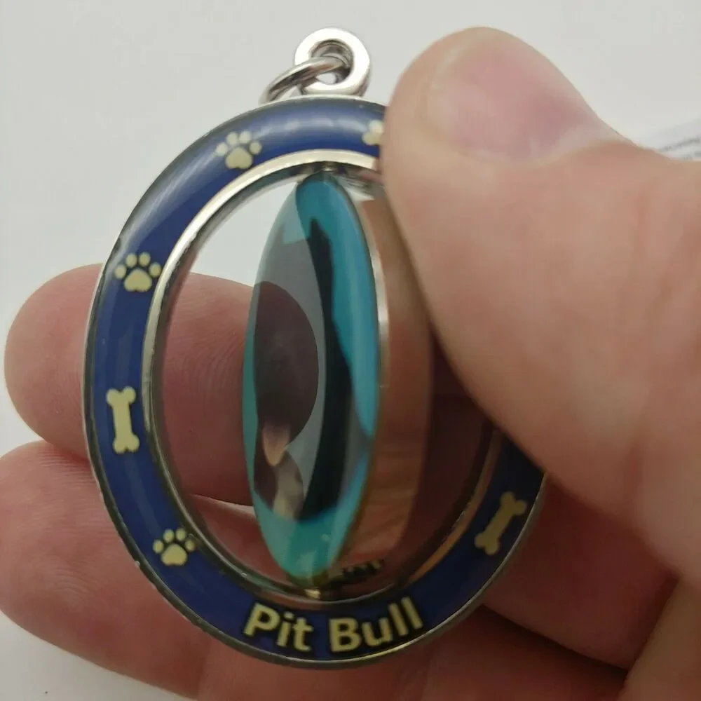 New Pit Bull Dog Breed  2 Sided Spinning Keychain - high quality metal key chain